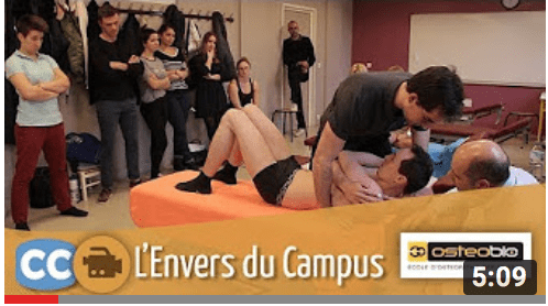 Photo d'une classe en travaux pratique de l'école d'ostéopathie Ostéobio Paris